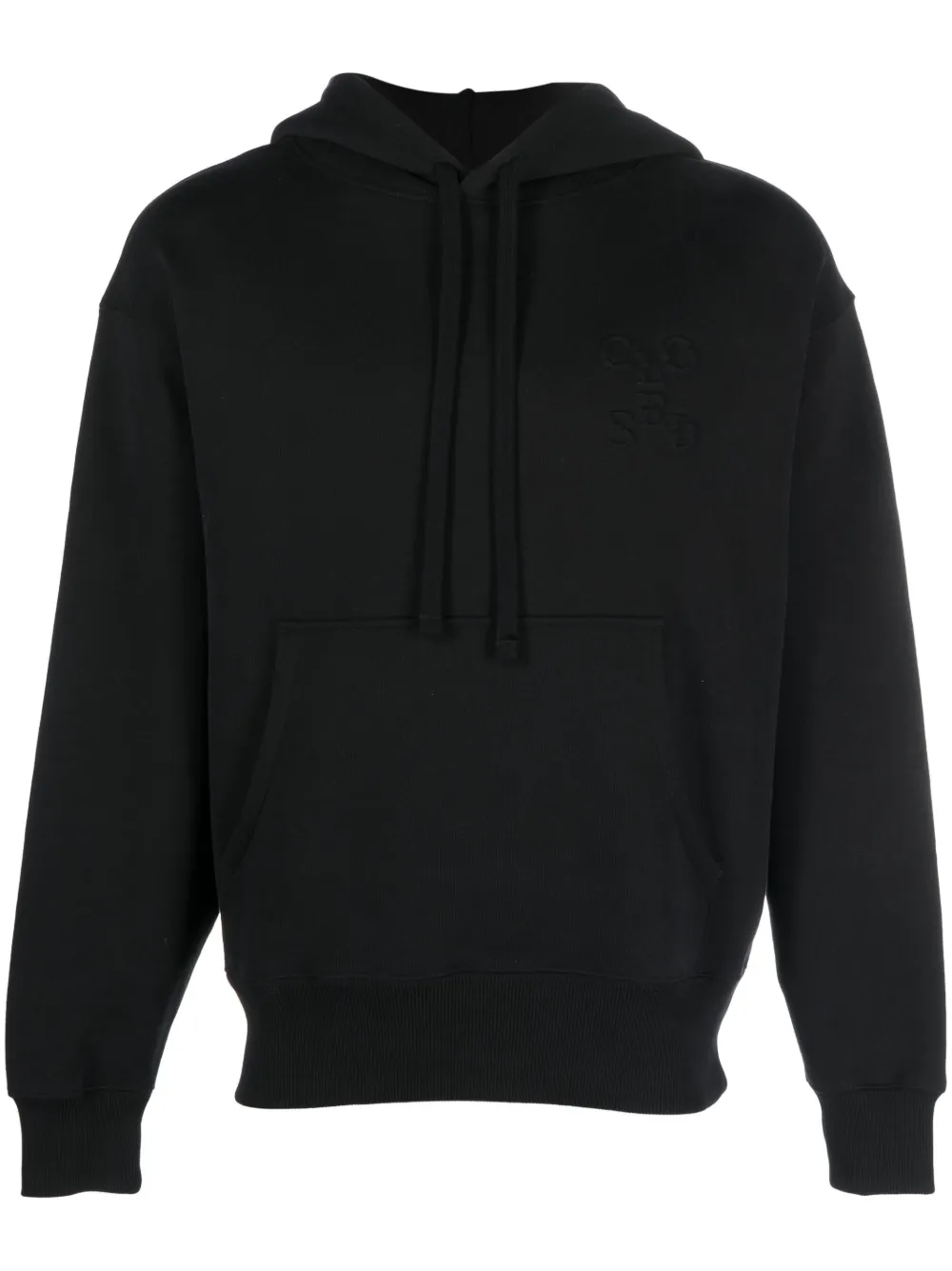 Closed Long-sleeve Cotton Hoodie In Black