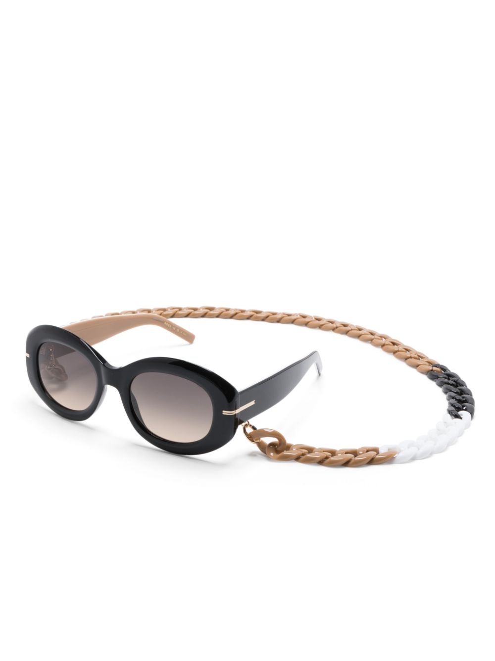 BOSS chain-strap round-frame sunglasses - Zwart