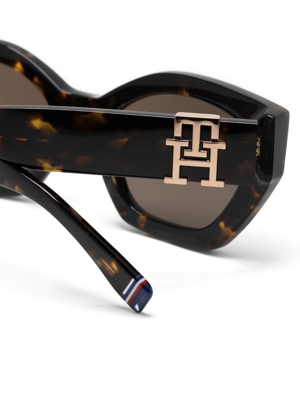 Tommy Hilfiger tortoiseshell-effect logo-plaque sunglasses - Bruin