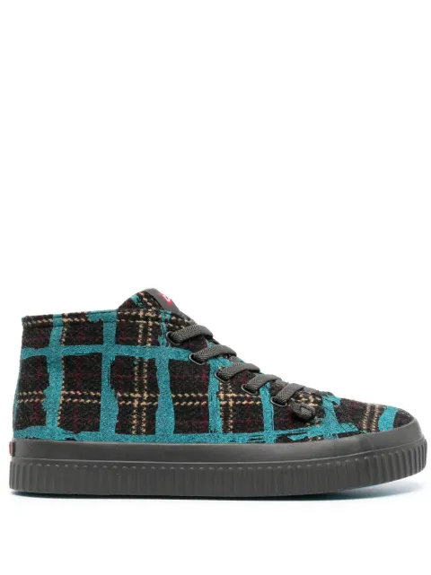 Camper tenis altos con motivo de cuadros