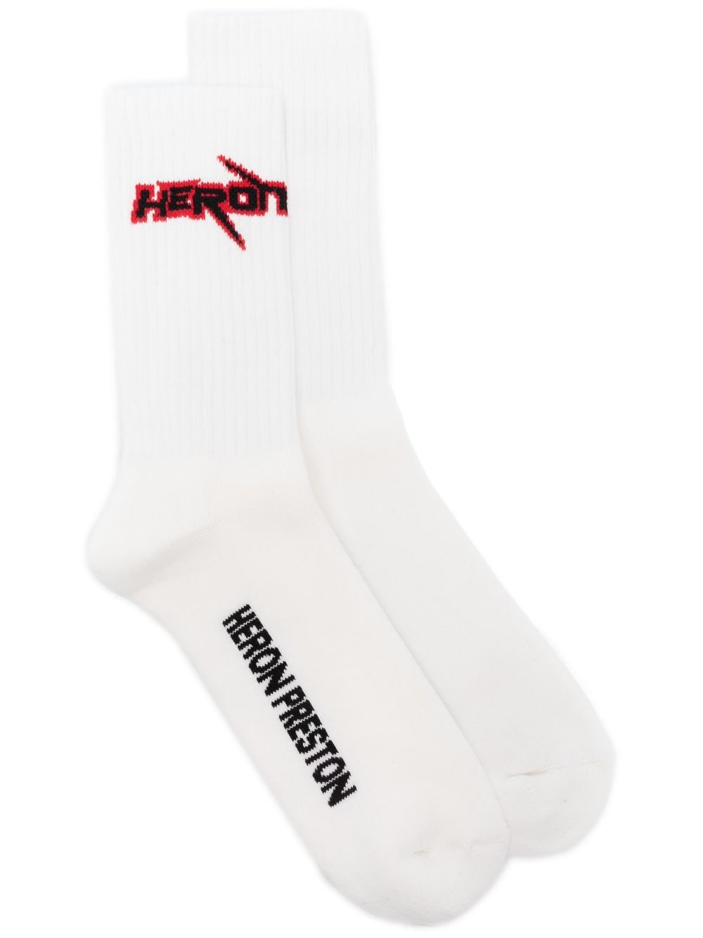 Shop Heron Preston Race Heron Logo-intarsia Socks In White