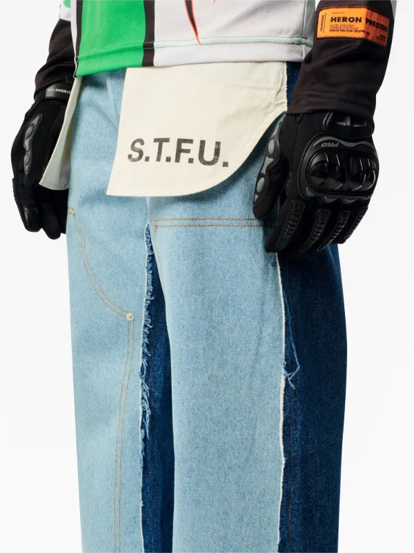 Heron Preston ロゴ バイカラー ジーンズ | ブルー | FARFETCH JP
