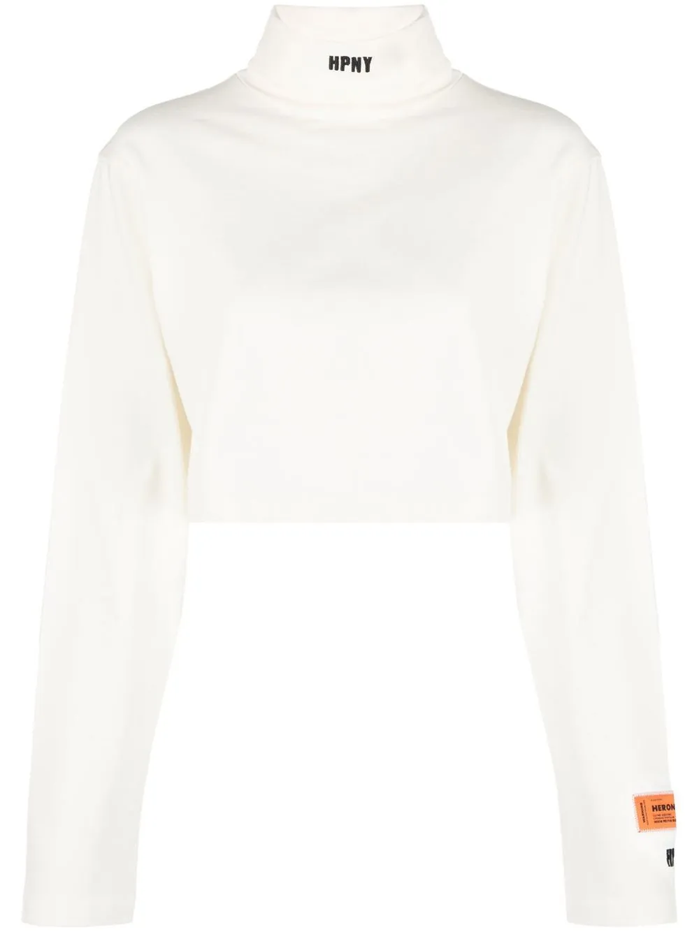 Shop Heron Preston Logo-embroidered Cropped Cotton Top In White