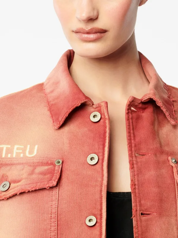 Distressed pink 2025 denim jacket