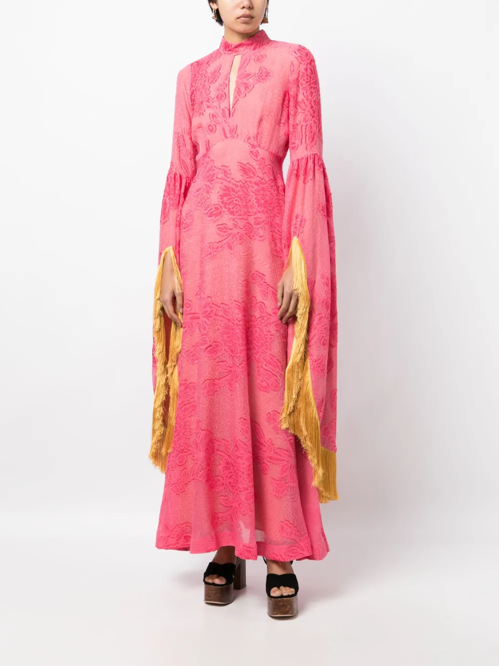 ALEMAIS Avondjurk met franje - Roze