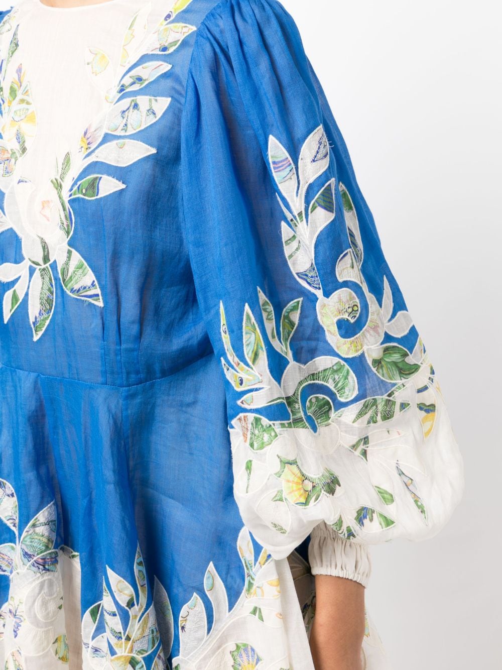 Shop Alemais Rita Embroidered Mini Dress In Blue