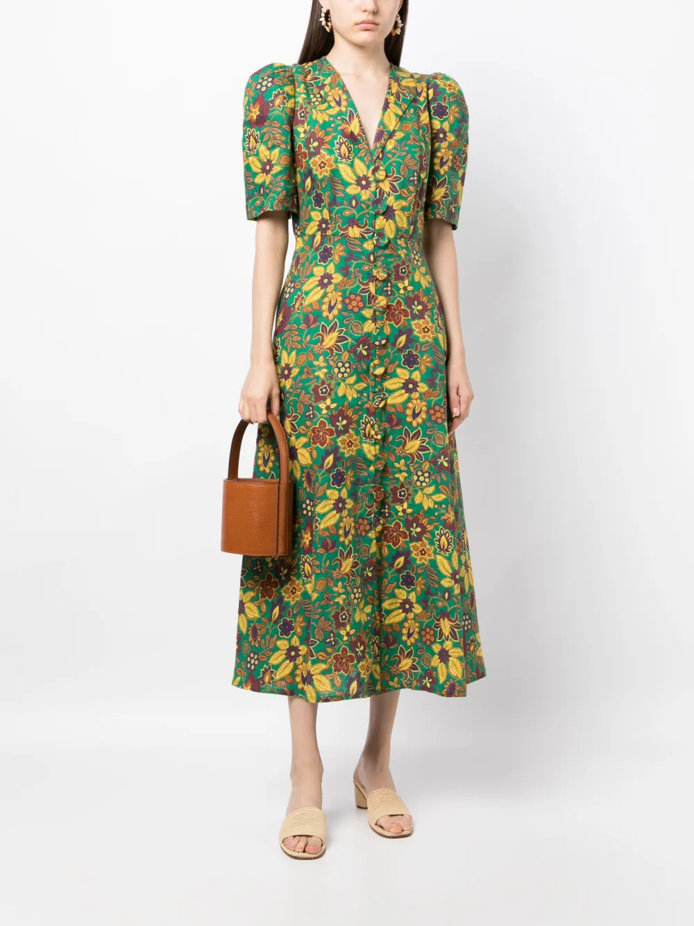 ALEMAIS Midi-jurk met bloemenprint - Groen