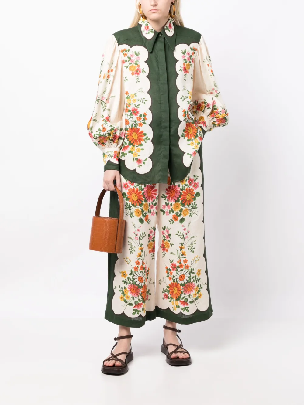 ALEMAIS Broek met wijde pijpen - Groen