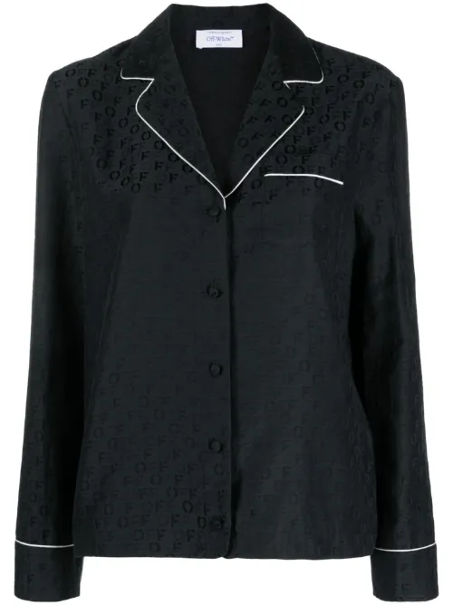 Chemise Off Jacq Pyjama en satin - Off-White - Modalova