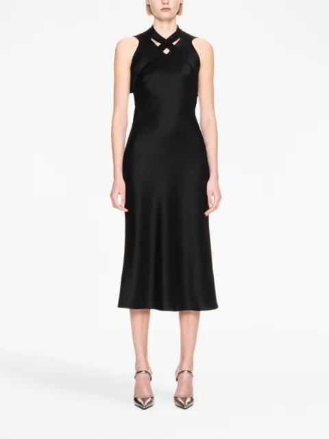 Off-White buckle-detail satin midi dress OWDB485F23FAB0011000 - 1