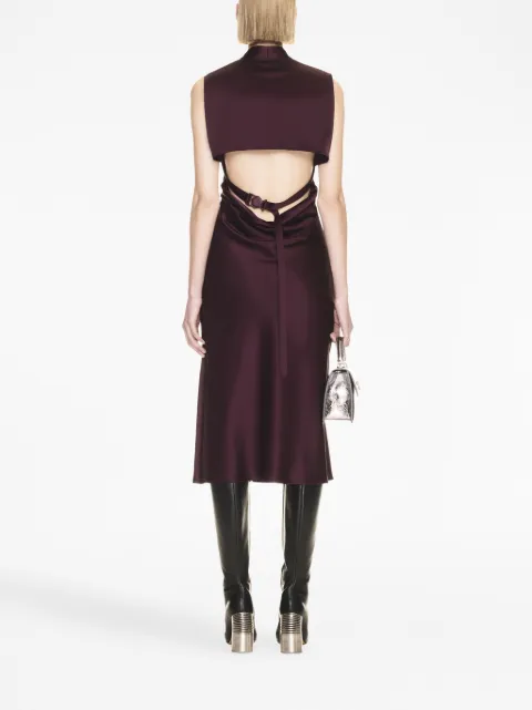 Off-White crossover-strap satin midi dress OWDB485F23FAB0012800 - 3