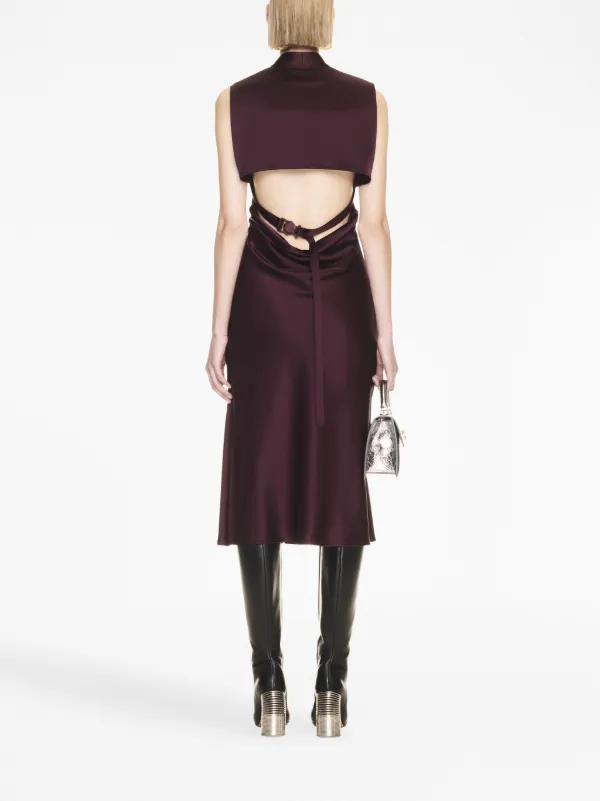 Off-White crossover-strap Satin Midi Dress | Red | FARFETCH