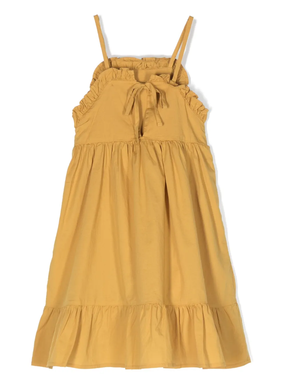 Babe And Tess ruffle-trim tiered-skirt dress - Geel