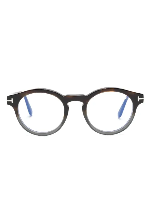 TOM FORD Eyewear tortoiseshell-effect round-frame glasses