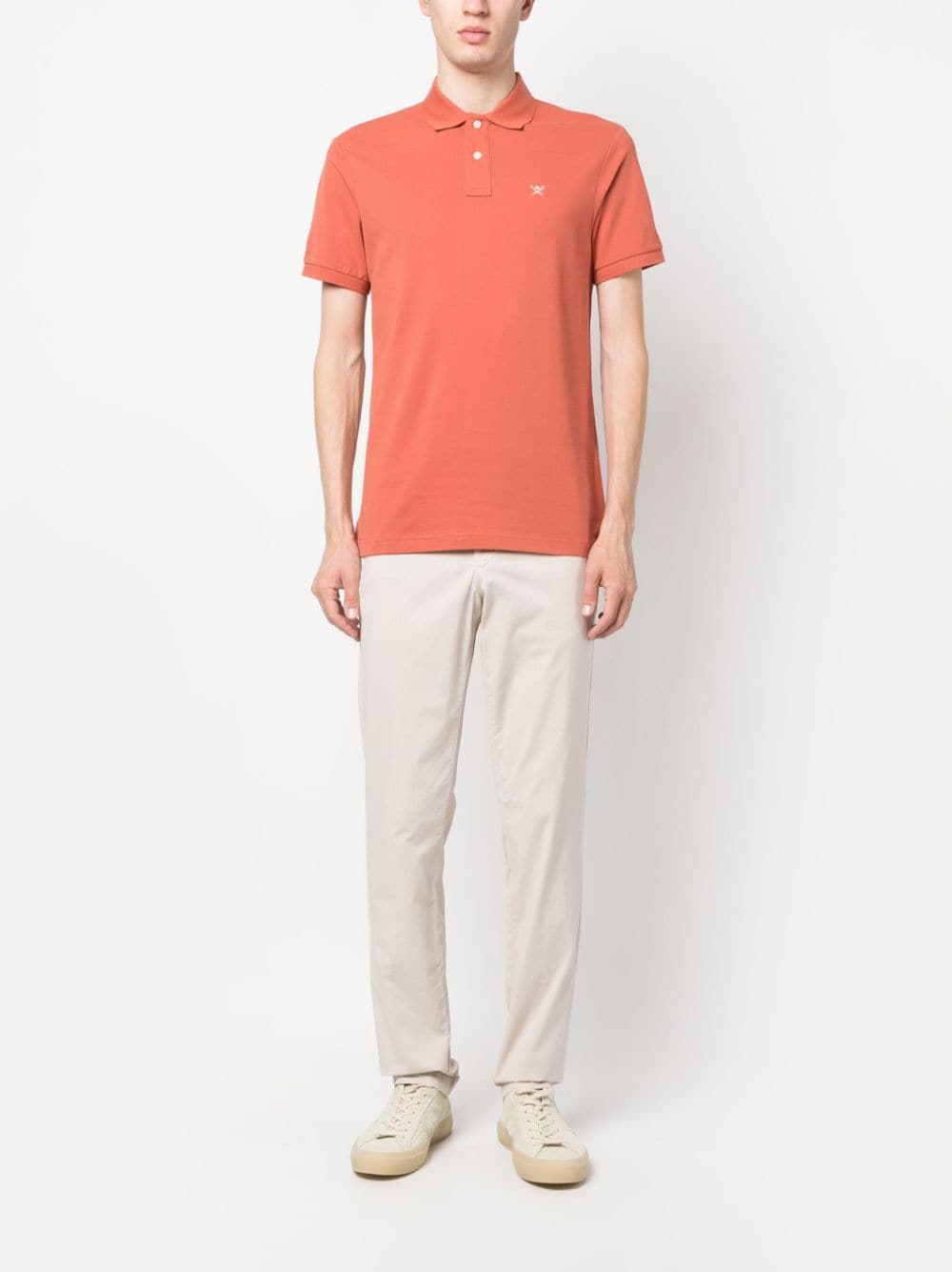 Hackett Poloshirt met geborduurd logo - Oranje