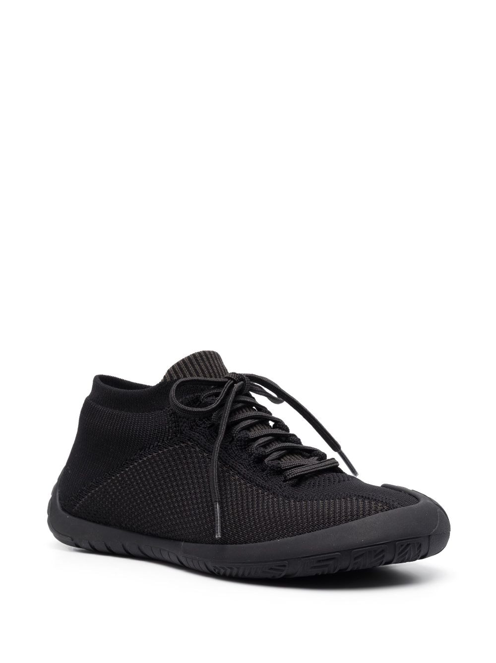 Shop Camper Path Knitted Lace-up Sneakers In Black