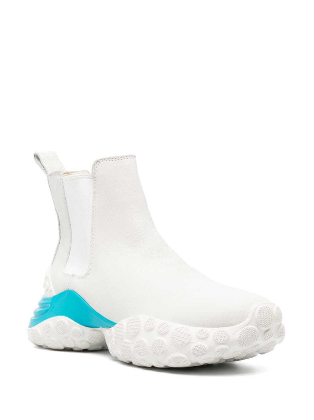 Shop Camper Contrasting-sole Leather Boots In White