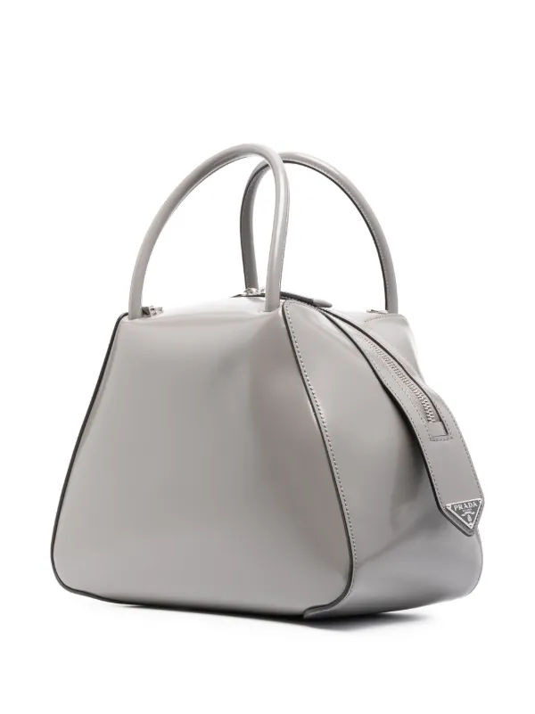 PRADA グレー ハンドバッグ PRADA プラダ ハンドバッグ ショルダーバッグ レザー グレー