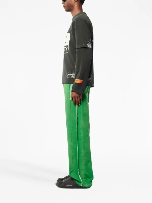 Tシャツ・カットソー Heron Preston \"Camo Flaming\" t-shirt Green HERON PRESTON Green Camo Flame Sleeve Cotton Crew Neck Tee