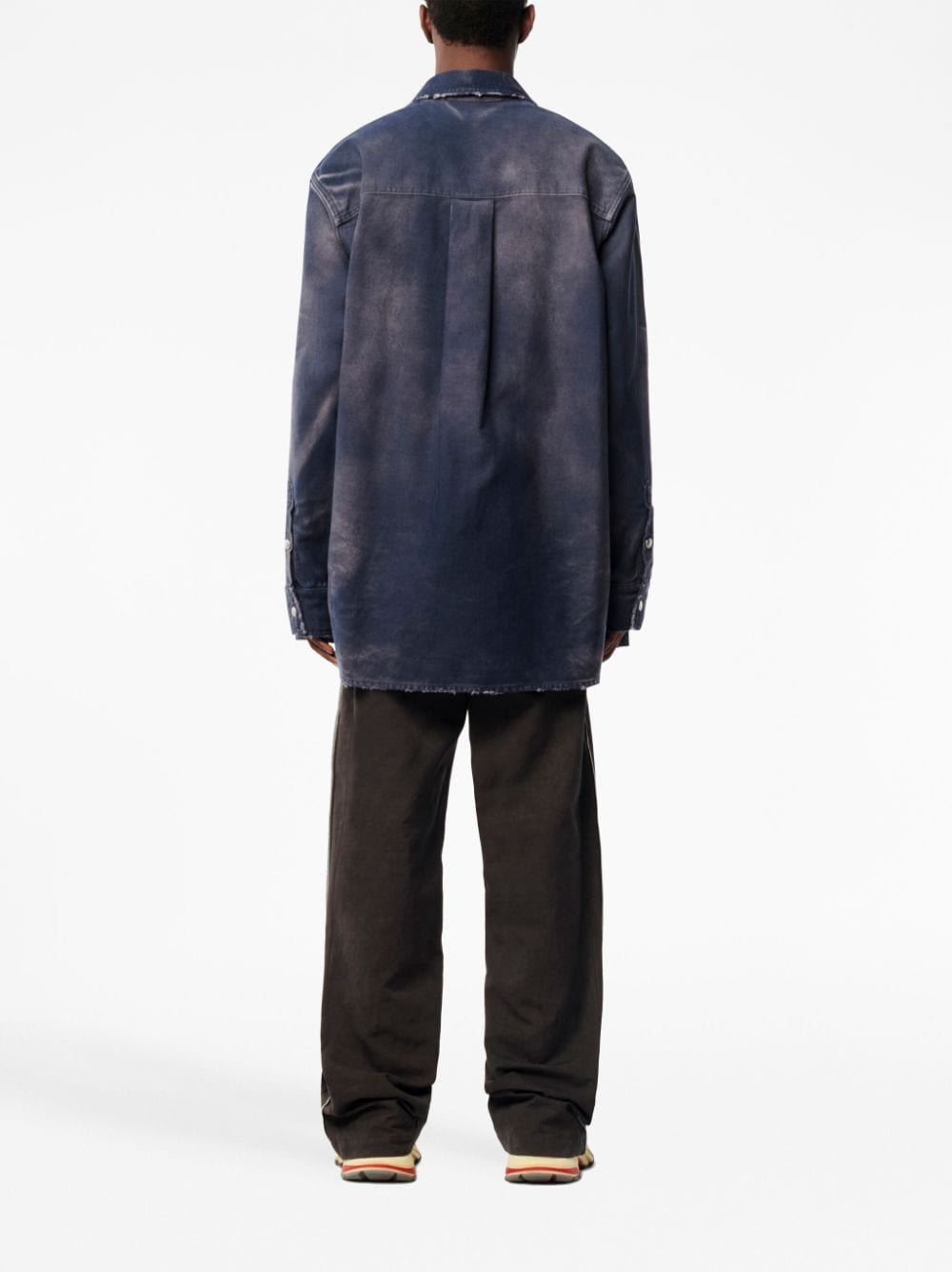 Shop Heron Preston Distressed-effect Denim Shirt In Blue