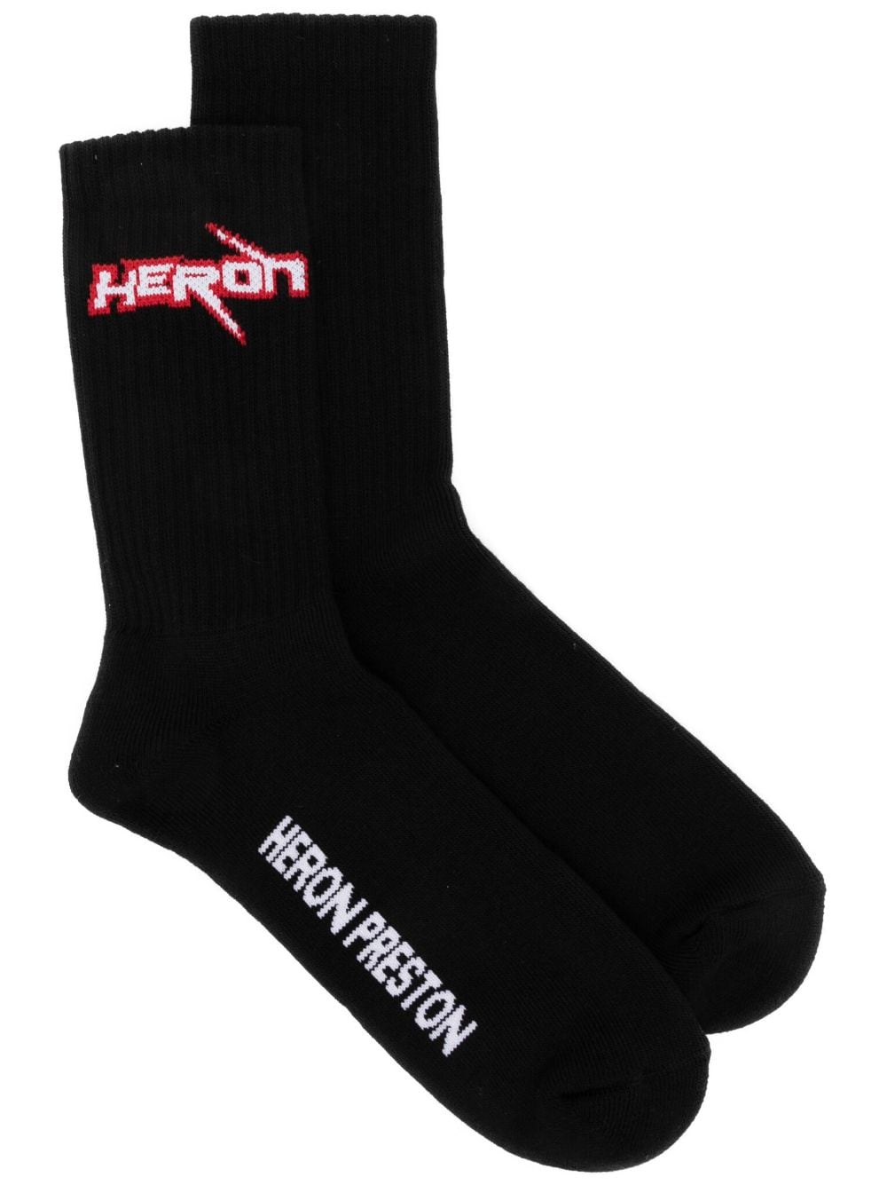 Shop Heron Preston Race Heron Logo-intarsia Socks In Black