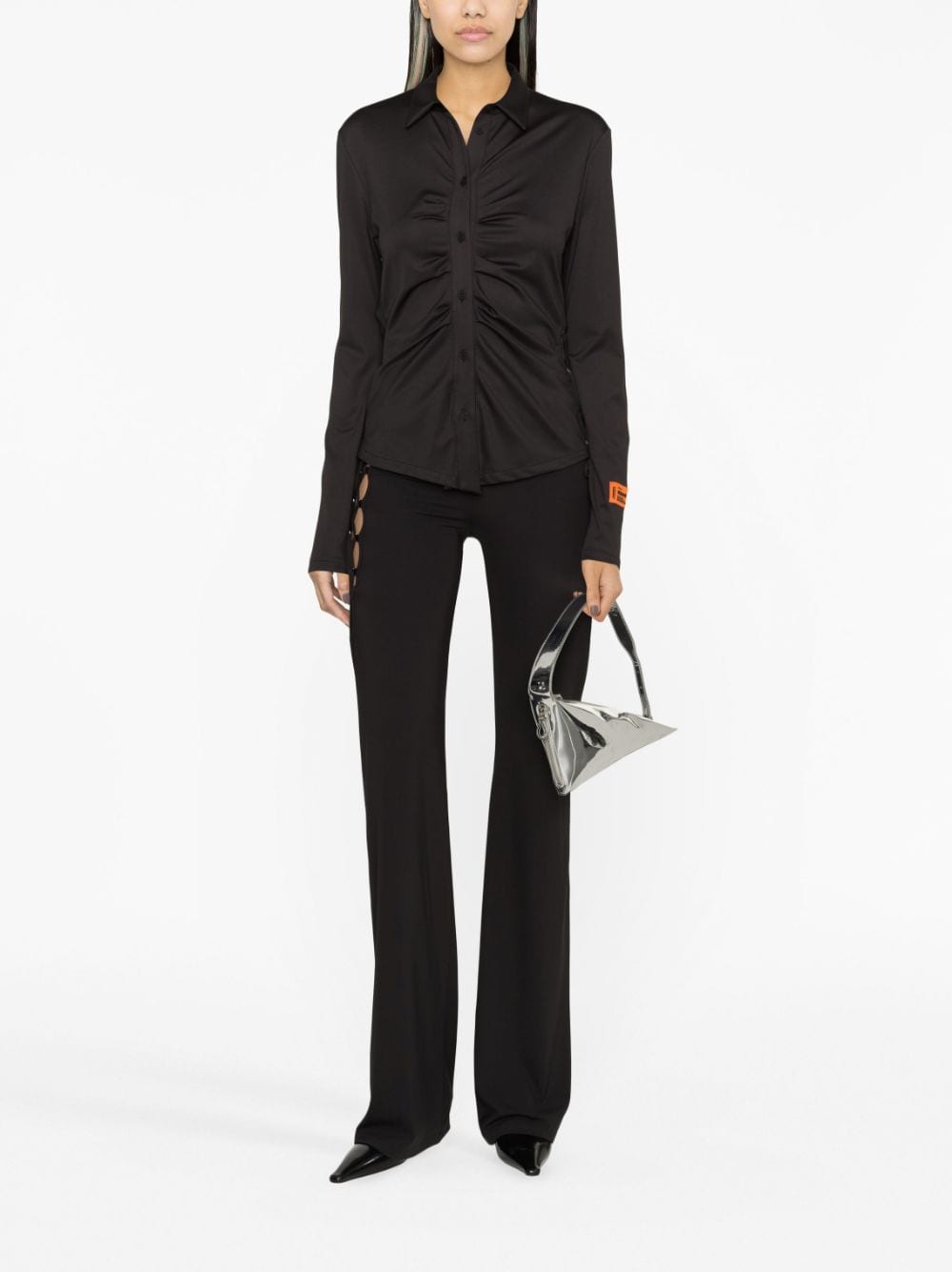 Shop Heron Preston Lace-up Ruched Shirt In Black