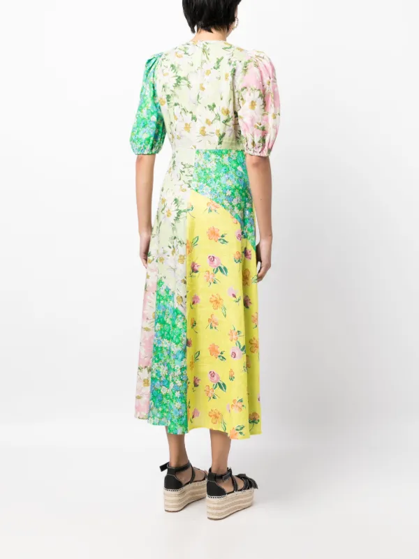 Rixo cozi leopard daisy floral top