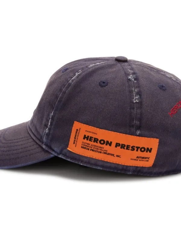 Heron Preston logo-embroidered distressed-finish Cap | Blue