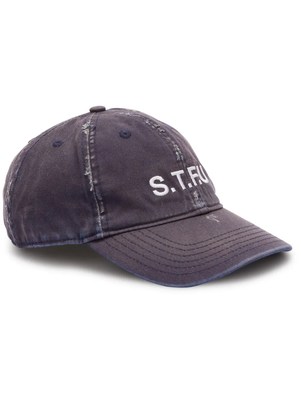 logo-embroidered distressed-finish cap