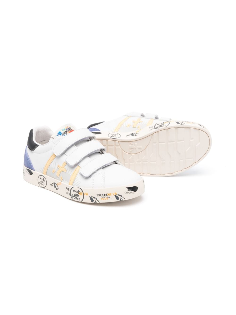 Shop Premiata Andy Touch-strap Leather Sneakers In White