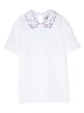 Simonetta crystal-embellished collar shirt - White