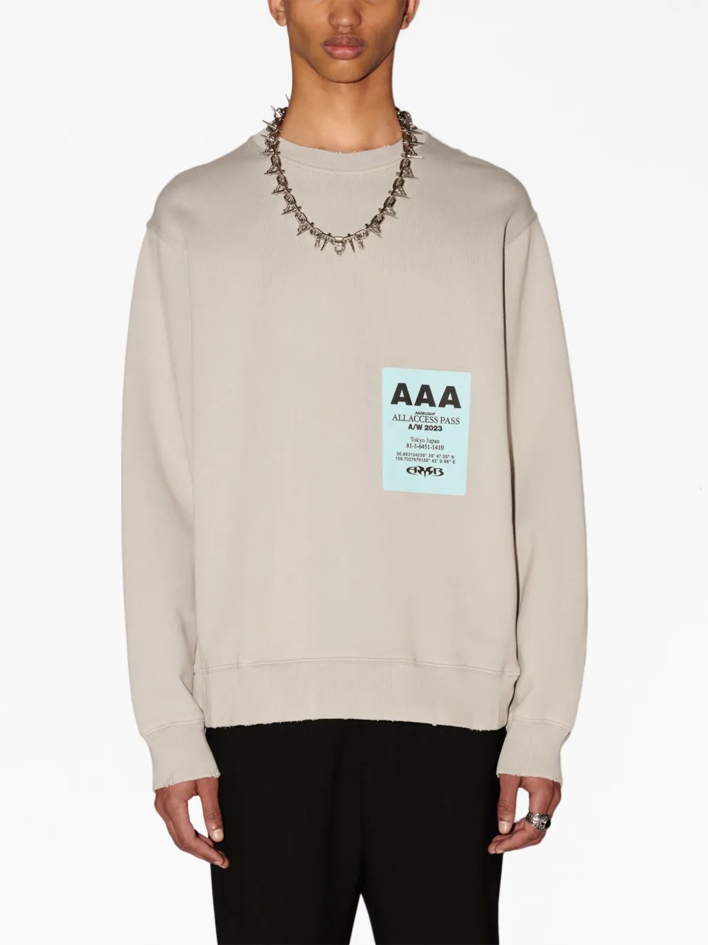  Ambush Pass-print Cotton Sweatshirt - Neutrals 