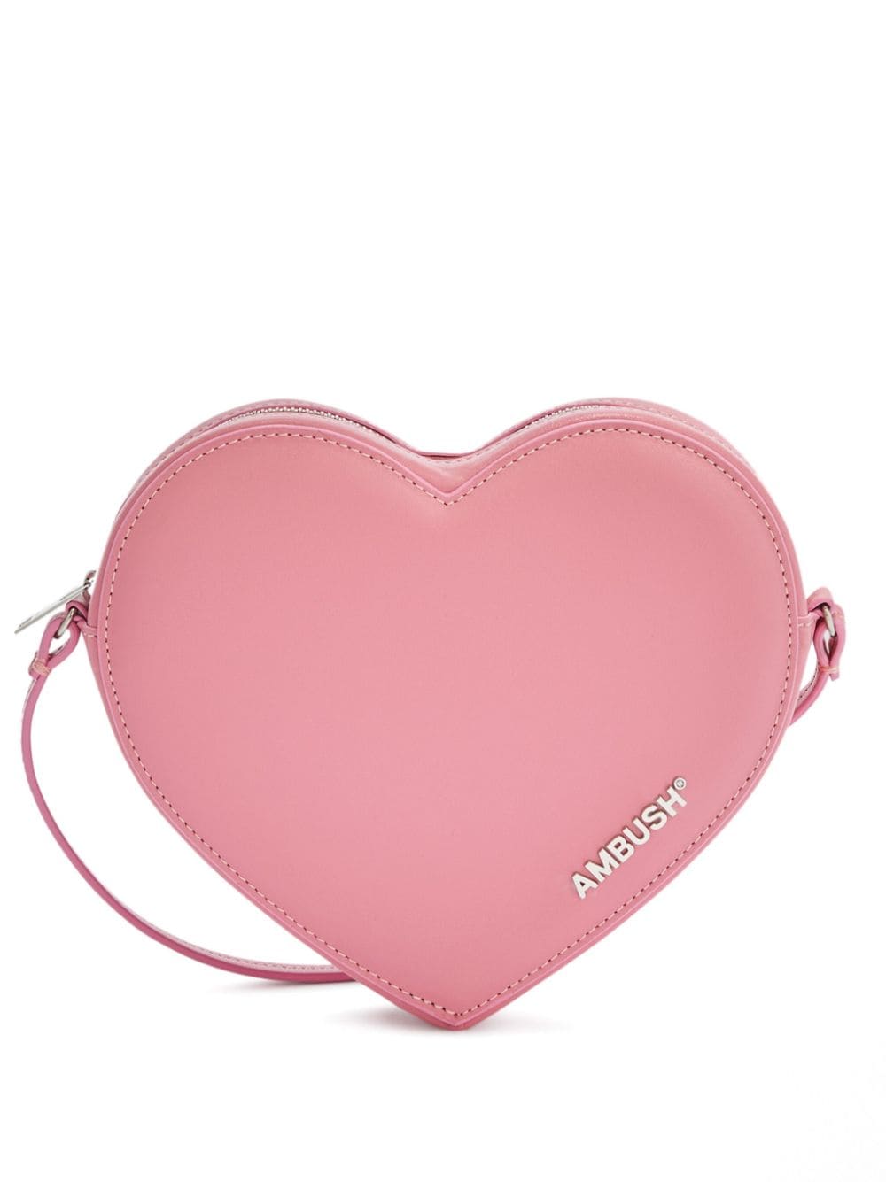 Ambush Flat Heart Leather Crossbody Bag - Pink