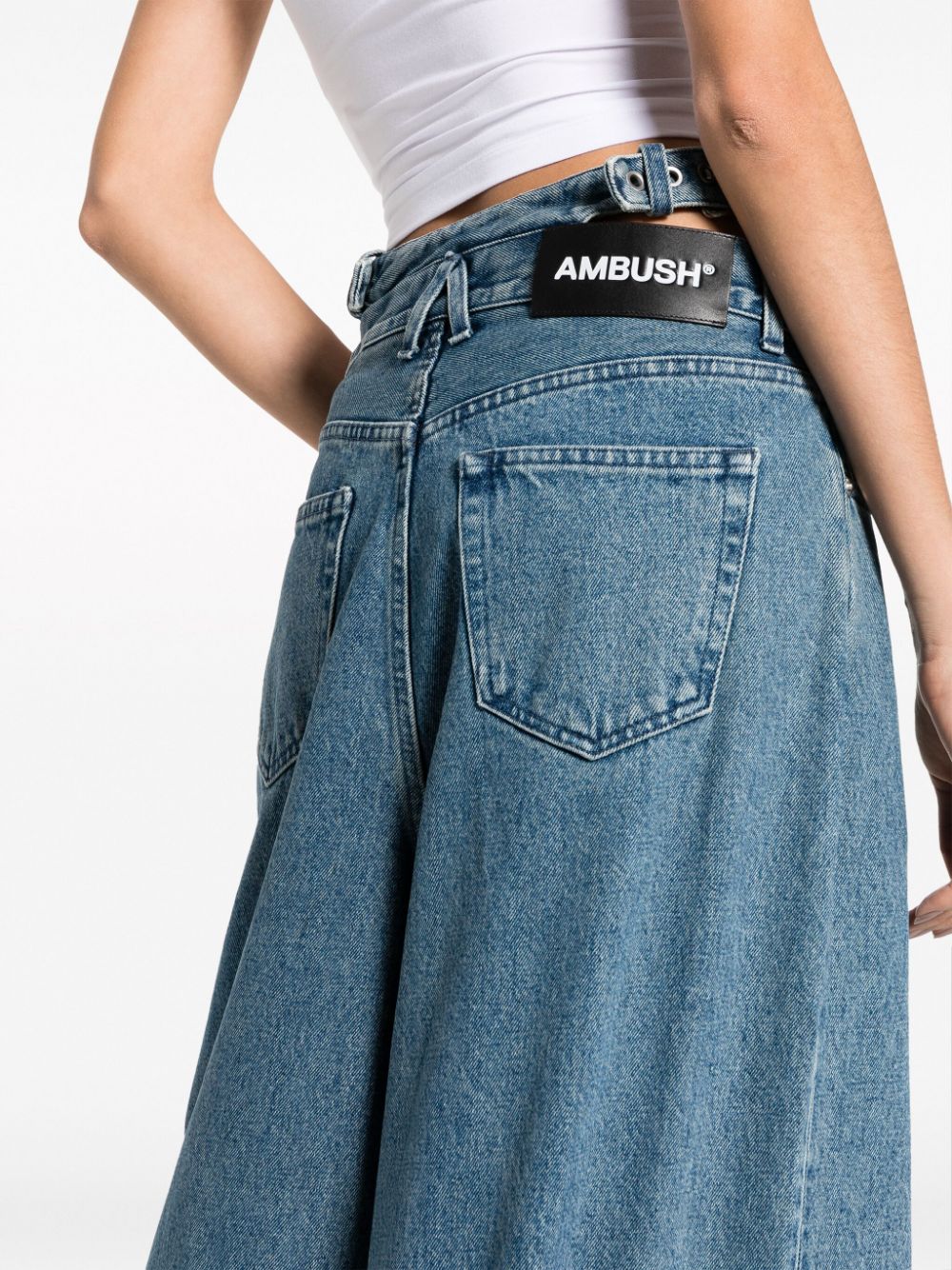 Shop Ambush Waist-belt Wide-leg Jeans In Blue