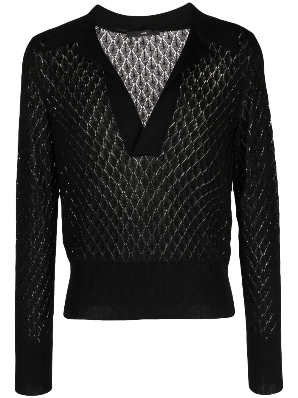 SAPIO pull en maille à col v | noir | Image 1