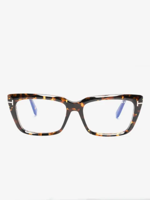 TOM FORD Eyewear tortoiseshell rectangle-frame glasses