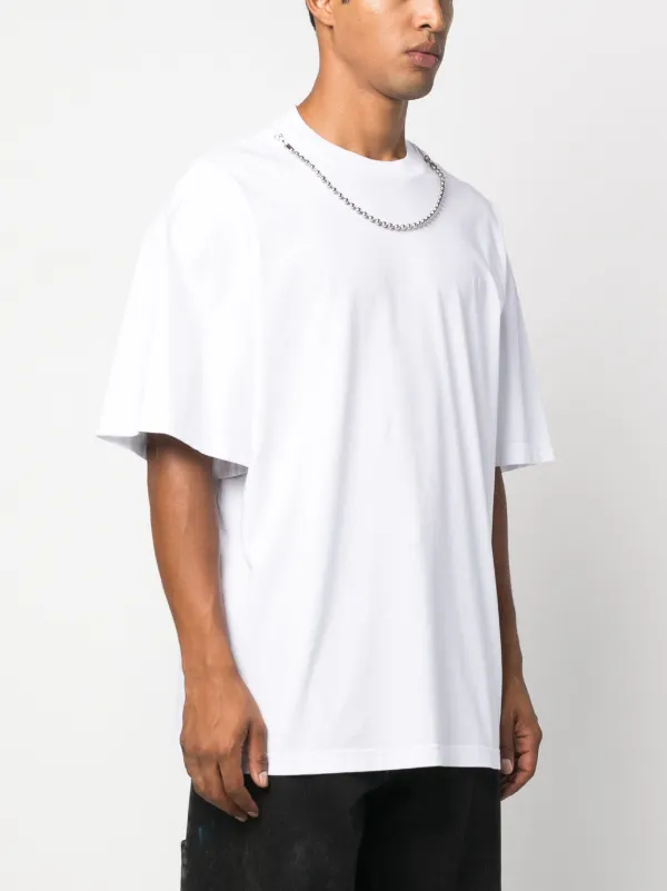 Tシャツ・カットソー AMBUSH FW23 'Ballchain' T-shirt (BMAA083F23JER0011010 1010) AMBUSH Ballchain Cotton T-shirt | White | FARFETCH