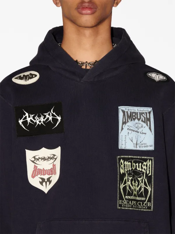 AMBUSH ロゴパッチワーク パーカー | ブルー | FARFETCH JP