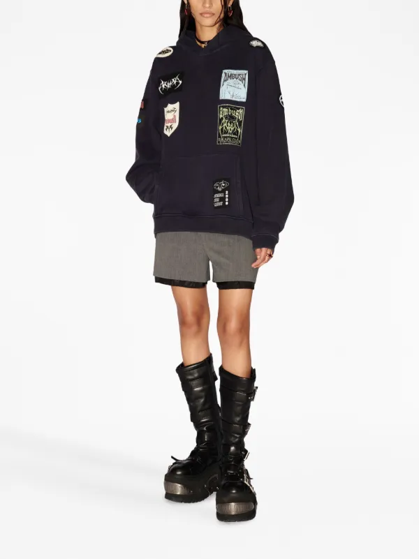 AMBUSH ロゴパッチワーク パーカー | ブルー | FARFETCH JP