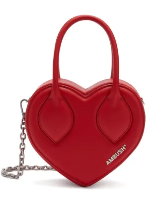 ambushトートバッグ大容量　ロゴ　ハンドバッグ AMBUSH Heart レザートートバッグ | レッド | FARFETCH JP