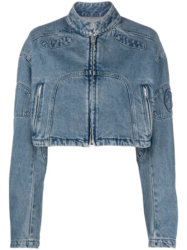 AMBUSH Cropped Denim Biker Jacket - Farfetch