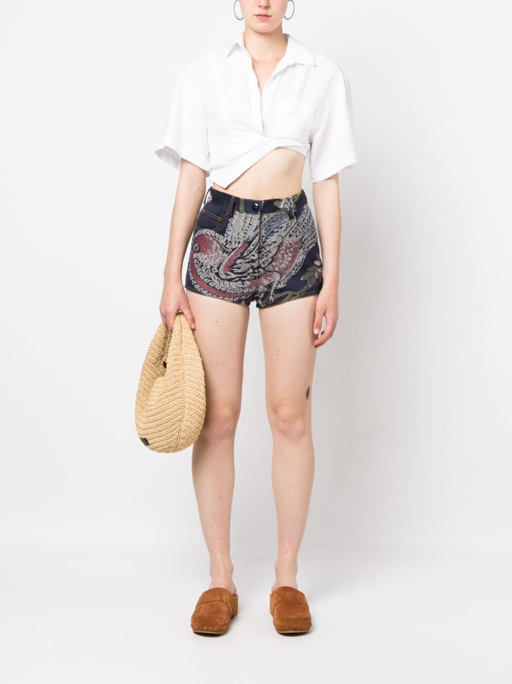 ETRO embroidered denim mini shorts - Blauw