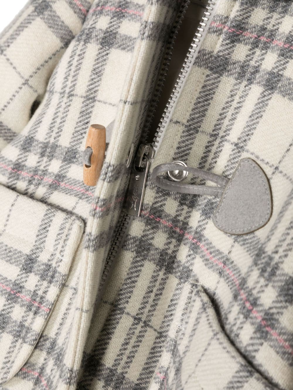 Shop Lapin House Hooded Checked Coat In Neutrals