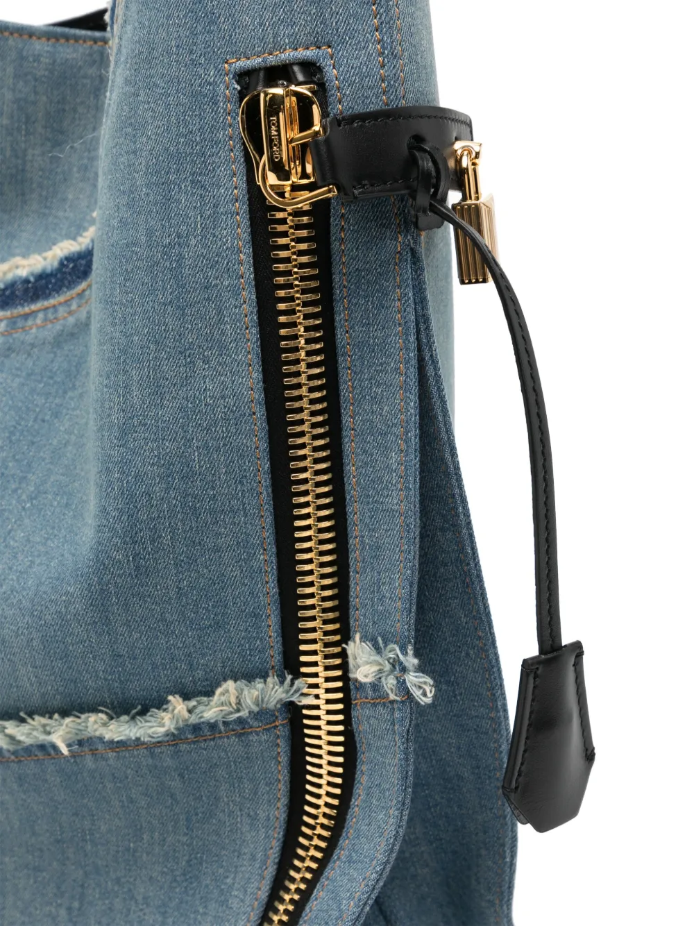 TOM FORD Denim grote schoudertas Blauw
