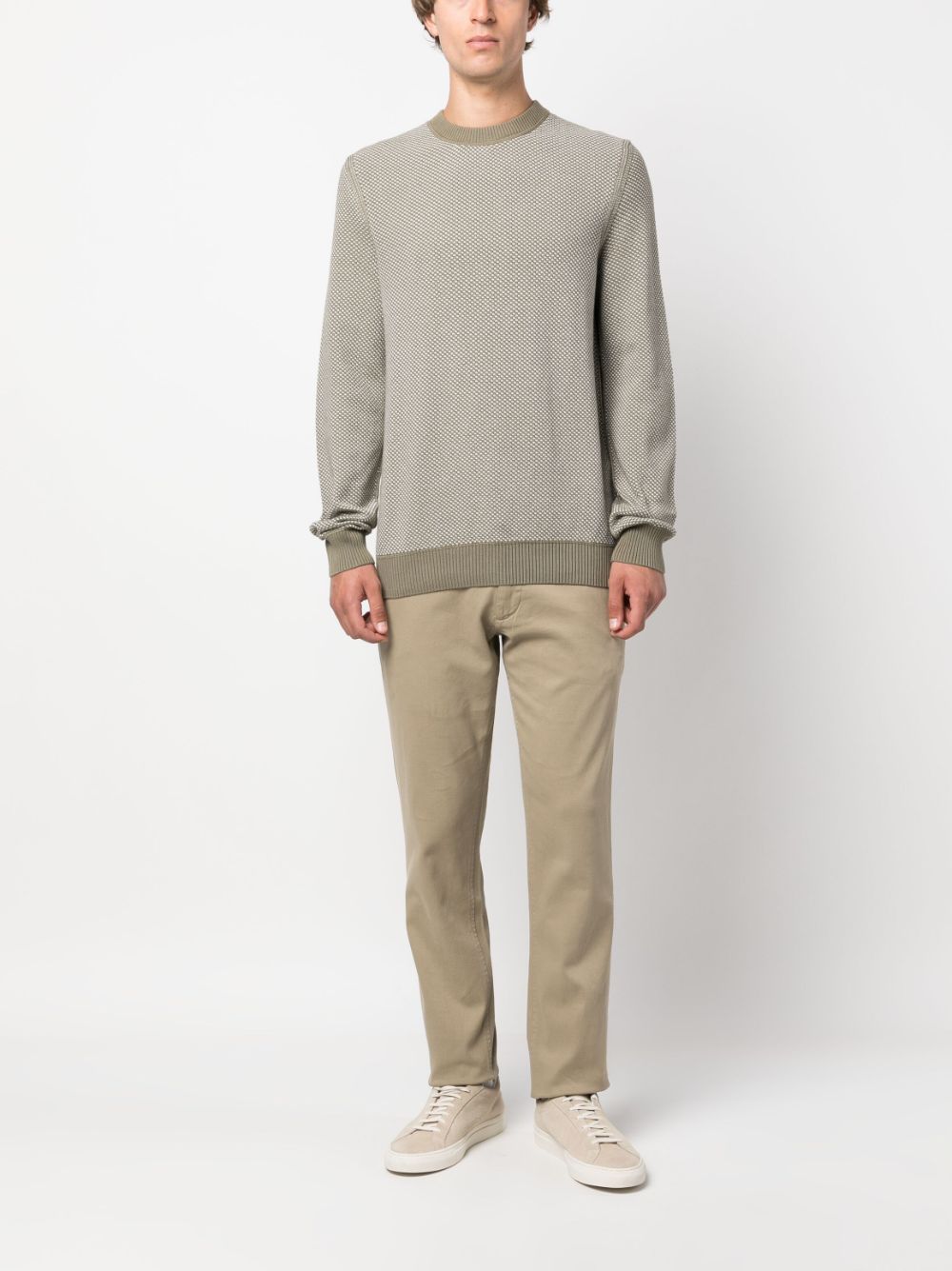 BOSS patterned intarsia-knit jumper - Groen