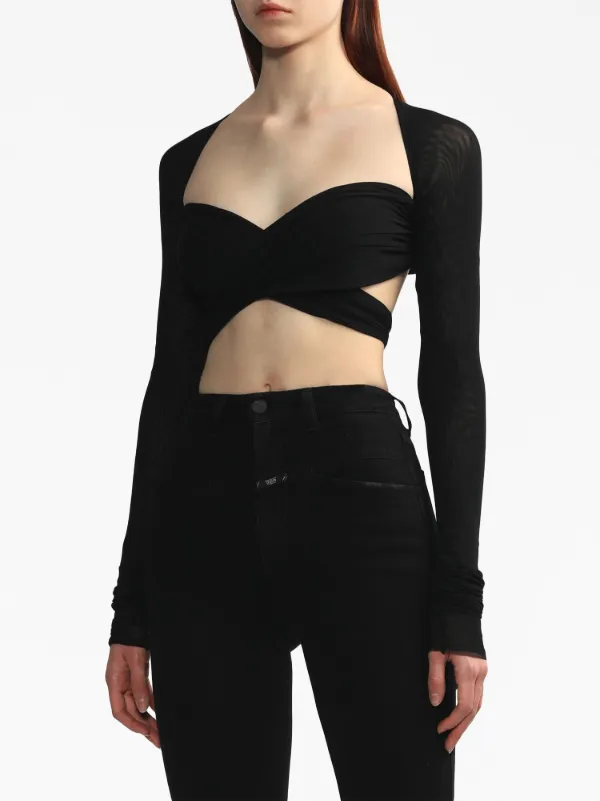 Tシャツ・カットソー PHILOSOPHY DI LORENZO SERAFINI Crop fit top with macro Philosophy Di Lorenzo Serafini bow-fastening Cropped Top