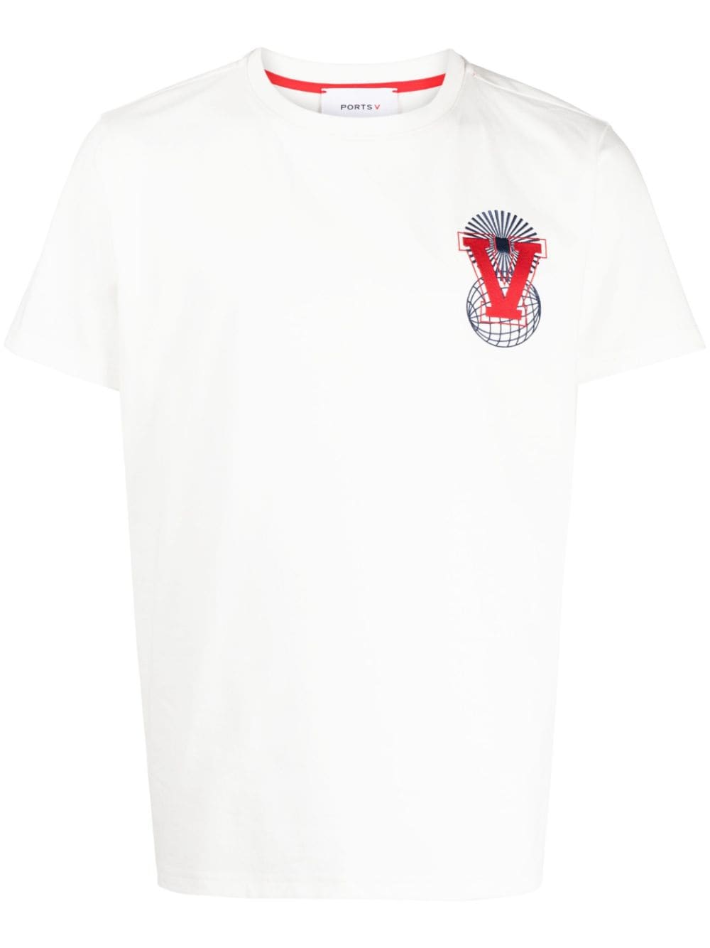 Ports V T-shirt Mit Logo-stickerei In White