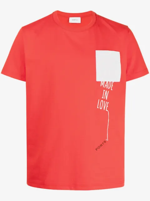 Ports V logo-embroidered patchwork-detail T-shirt