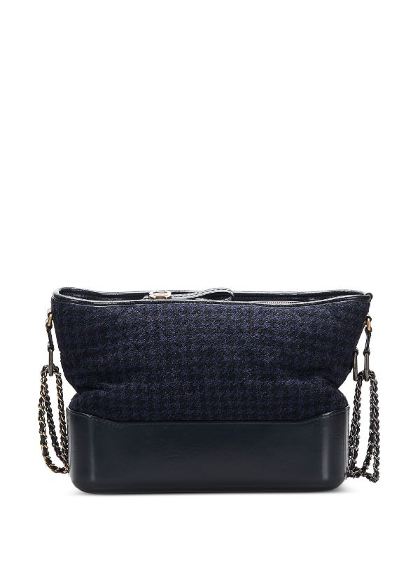 CHANEL Pre-Owned - medium Gabrielle tweed shoulder bag - women - Fabric/Calf Leather - One Size - Blue
