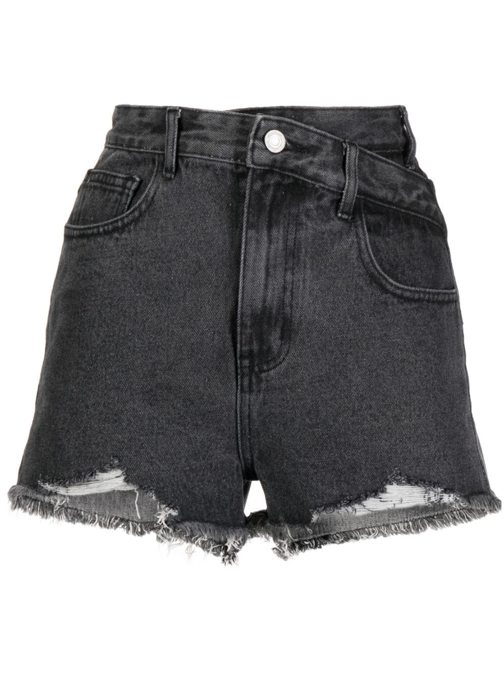 B+ab Distressed-effect High-rise Denim Shorts In Grey